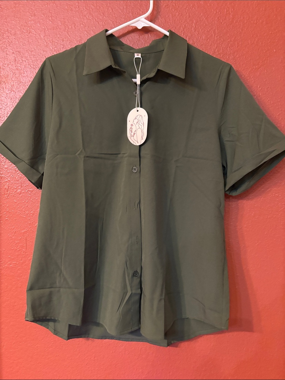Short-Sleeve Button-Up Shirt - Olive Green